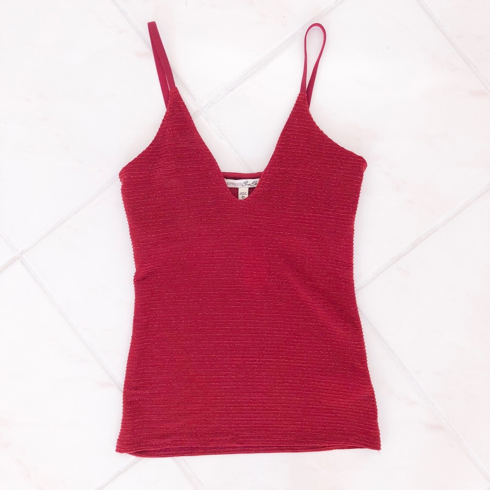 Red Glitter Stripe Cami